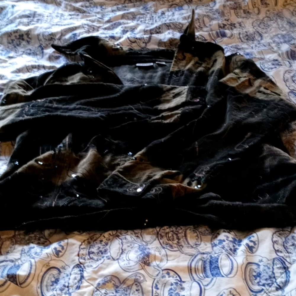 Chicos jacket. Size 3 (lg/xl) black, tan, sequins